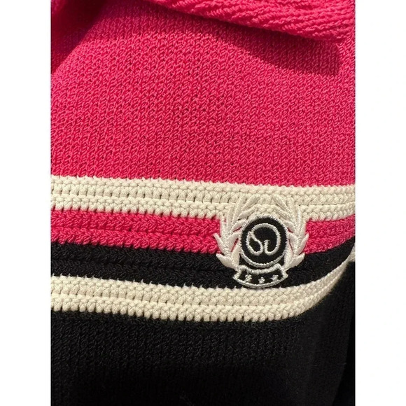 St.‎ John Sport Pink Black Striped Knit Collared Zip Up Jacket Size Small - Picture 4 of 6